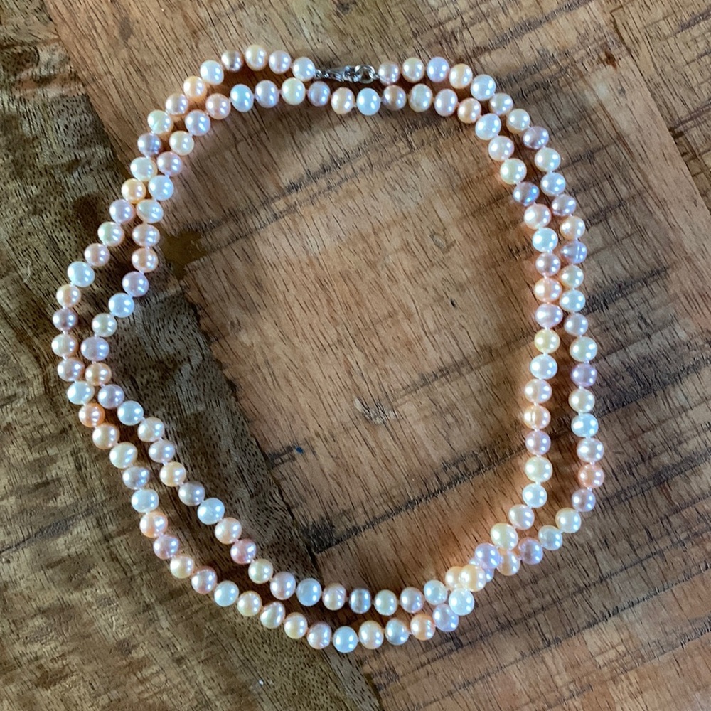 Multicolor Long Length Pearl Necklace